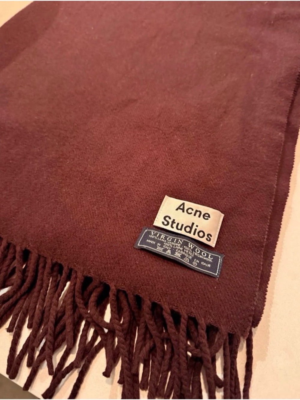 Acne Studios Wool Scarf in Deep Burgundy